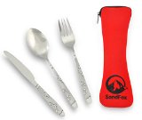 SandFox Camping Cutlery Utensils Set of Military Grade Stainless Steel Fork Spoon and Knife