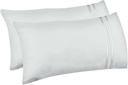 LiveComfort 2-Pack Pillow Cases, Baby Size Soft Brushed Microfiber Pillowcases, Machine Washable Wrinkle-Free Breathable (White, Baby)