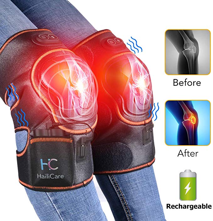 Massaging Heated Knee Brace Wrap Support, Electric Heat Therapy Heating Pad Massager Physiotherapy Knee Heat and Vibration Massage for Joint Pain, Arthritis Meniscus Pain Relief Relax Gift for Parents