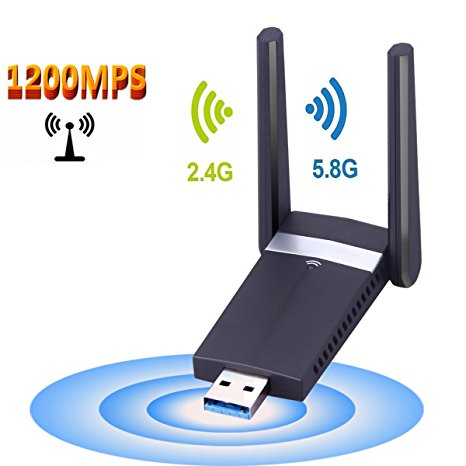 M.Way Dual Band 5GHz Wireless USB Wifi Adapter USB 3.0 AC1200 Network Adapter for PC Desktop Laptop Tablet, Support Linux / Windows XP / VISTA / 7 / 8/10, Mac OS X 10.6-10.12 1200Mbps 1200M