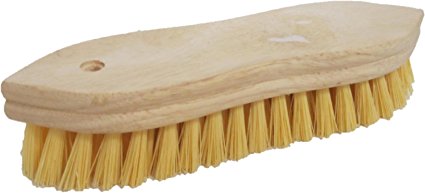 Pointed End Scrub Brush, Wood Block, 1" Long Bristles, 9" Long, Block Base Is Made of Wood with a Natural Finish