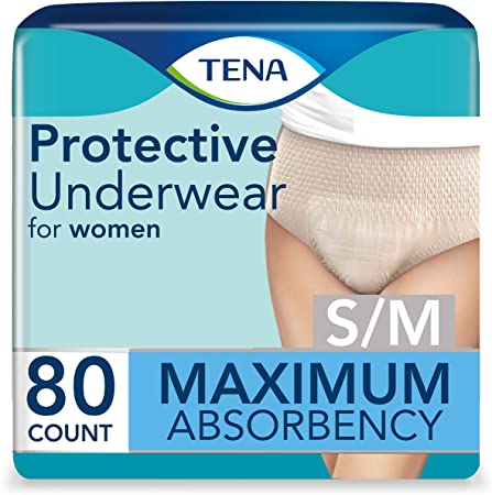 Tena Maximum Absorbency Incontinence Underwear for Women, S/M, 80 Count