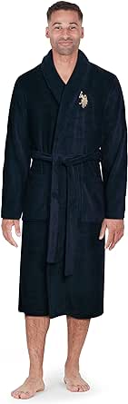 U.S. Polo Assn. Men’s Bathrobe – Plush Fleece Robe with Shawl Collar