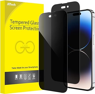 JETech Sichtschutz Full Screen für iPhone 14 Pro 6,1 Zoll, Anti-Spy Panzer Schutz Glas Folie Schutzfolie, Kante zu Kante Displayschutz Hat Keinen Einfluss auf die Hülle, 2 Stück