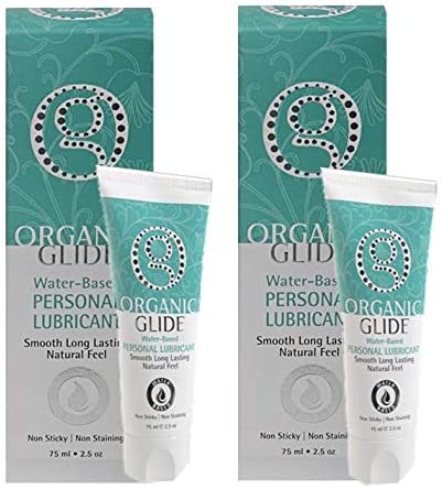 Organic Glide Natural Water-Based Personal Lubricant for Him & Her Free of Parabens, Silicone. Natural Glycerin Only (2 Pack)
