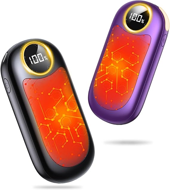 Hand Warmers Rechargeable-14000mAh,2 Pack 2-in1 LED Display Electric Hand Warmer,20Hrs Warmth Up to 131℉, USB-C Battery Heater for Raynauds, Golf, Camping, Hunting, Gifts for Men Women Kids