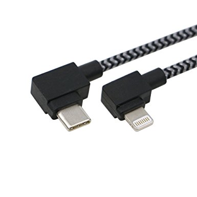 Micord 3.3ft 90 Degree USB 3.1 Type C to Lightning Cable, Right Angel Type C Charging Data Cable for iPhone 7, iPad connect to Apple New MacBook (Black)