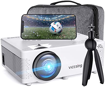 VicTsing WiFi Projector Bluetooth & Screen Mirroring, 3800 Lux Wireless Projector Bluetooth with Tripod, 1080P Supported, HiFi Sound. Mini Projector Compatible with TV Stick, PS4.(w/Customsized Bag)