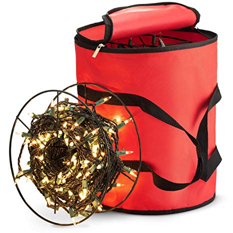 ZOBER Premium Christmas Light Storage Bag - with 3 Metal Reels to Store A Lot of Holiday Christmas Lights Bulbs, Tear Proof 600D Oxford Fabric, Reinforced Stitched Handles - 5 Year Warranty