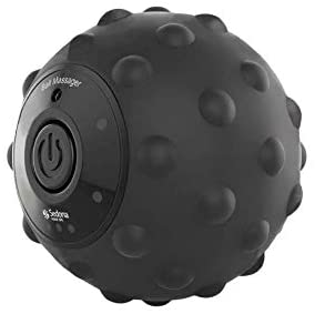 Sedona 4-Speed Vibrating Massage Ball - Rechargeable Textured Foam Roller Muscle Tension Pain & Pressure Relieving Fitness Massaging Balls Myofascial Release For Hips Feet Arms Back Neck Waist - Black