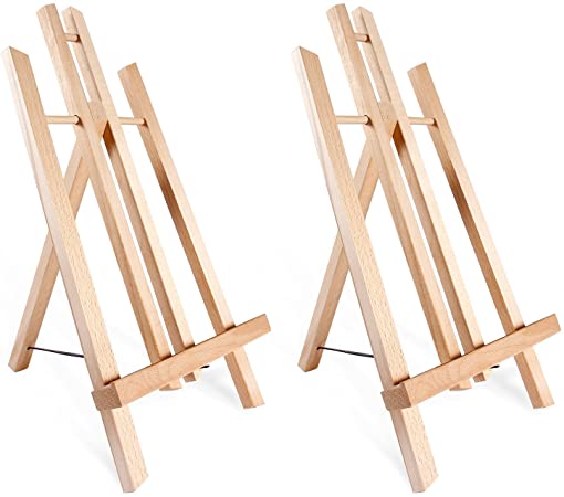 Tabletop Art Easel Set, Ohuhu 14" Tall Display Stand A-Frame Mini Wood Painting Easels for Kids Artist Adults Students Classroom Table top Display, 2-Pack, Art Supplies Gift