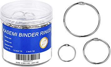 Binder Rings,KASEMI 100pcs Book Rings Assorted Sizes (1,1.5,2 inch) for School,Classroom,Office