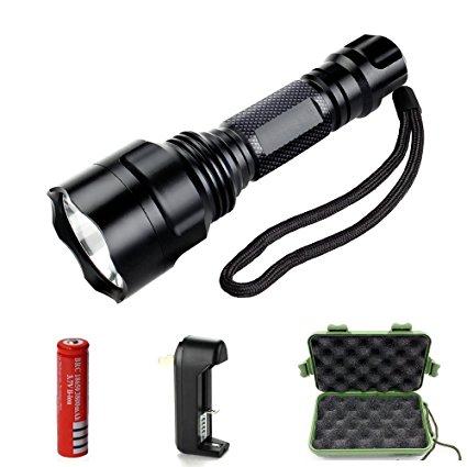 ONSON 900 Lumens Outdoor Waterproof Tactical LED Flashlight,Rechargeable 18650 Battery and Charger Included,Rugged Aluminum Construction-For Hiking, Camping, Emergency