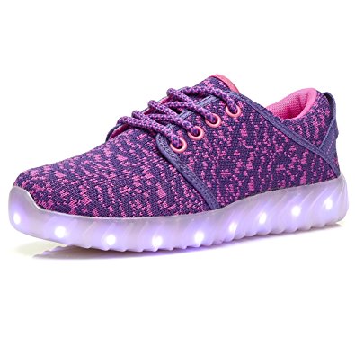 COODO Men Women Kids LED Shoes 7-Color-Lights USB Charging Light up Sneakers