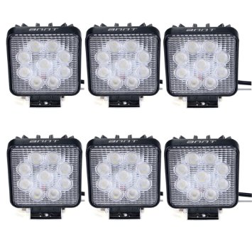 ANNT 27W Super Bright 27w Led Work Flood Beam Light 12V 24V Lamp 6 Pack 27W Square Flood Beam