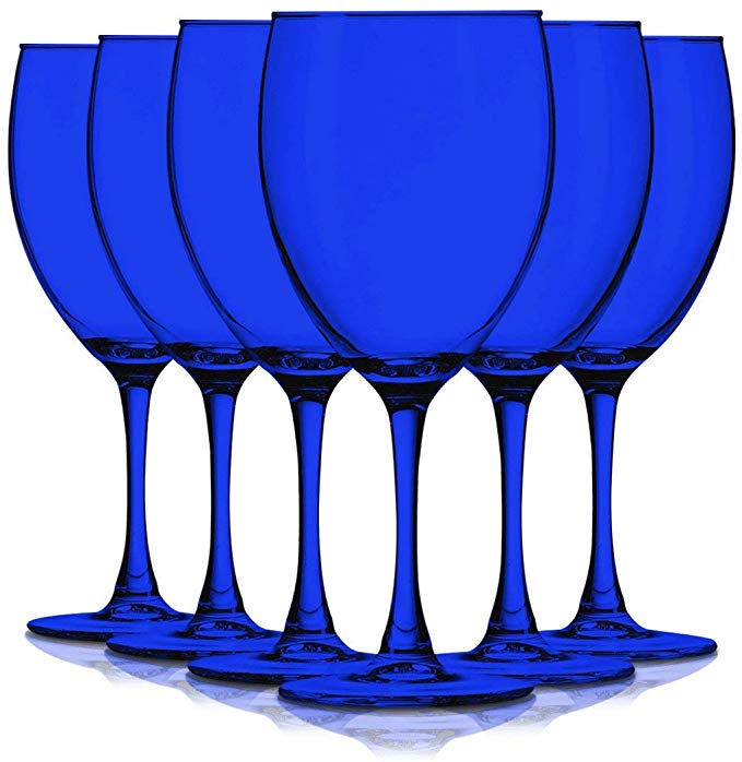 Cobalt Blue 10 oz Nuance Full Accent Wine Glasses - Set of 6 by TableTop King - Additional Vibrant Colors Available