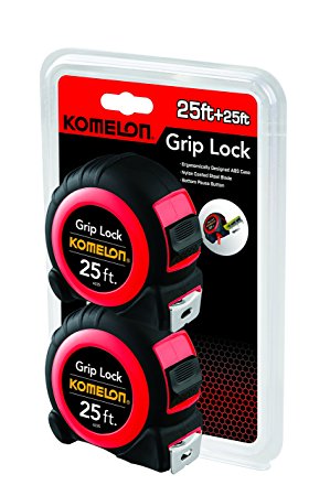 Komelon 6225TW 25' Grip Lock Tape Measures (2 Pack)