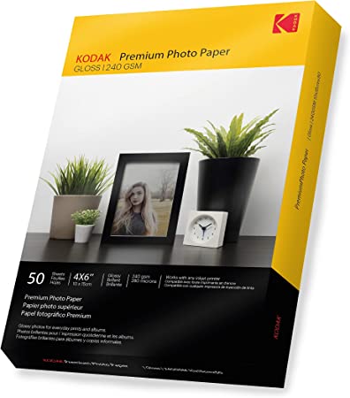 Kodak 6x4 " Photo Paper- A6 Gloss Paper For Inkjet Home Printing 4x6 - 240gsm [50 Sheets]