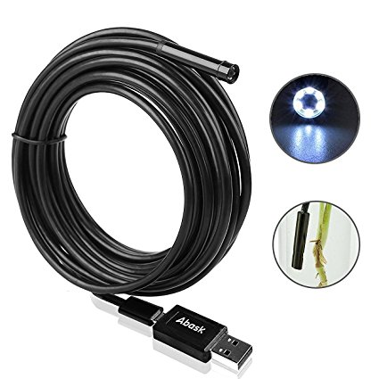 Endoscope, ABASK Android OTG 5M Waterproof Snake HD Video Microscope Camera Endoscope Borescope With 6 Led Lights Security Cable Suitable For Samsung Galaxy/SONY/Nexus Android Smartphone and Computer