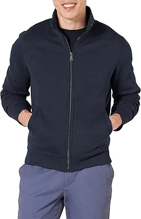 Amazon Essentials Mens Full-Zip Fleece Mock Neck Sweatshirt