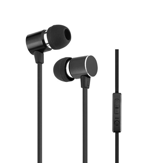 Woozik B820 In-Ear Noise Isolating Heavy Bass Headphones with Mic, Volume Control and Answer Button for Apple Iphone 6/6s and Android Galaxy (Black)