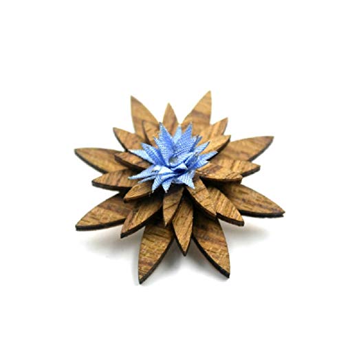 Amzchoice Men's Wood Lapel Flower Wooden Boutonniere Pin for Suit Wedding Corsage