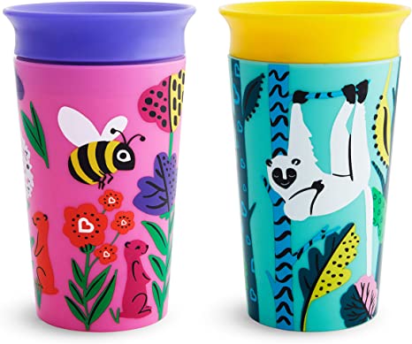 Munchkin Miracle 360˚ Wild Sippy Cup, 9 Ounce, 2 Pack, Bee/Lemur