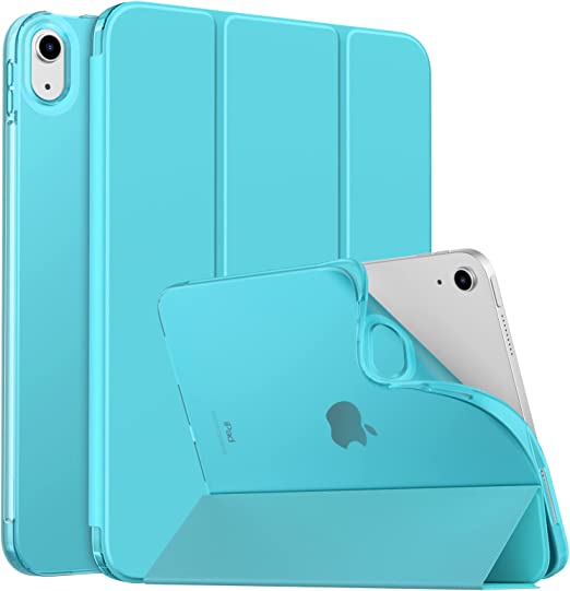 MoKo Case for New iPad 10th Generation Case 2022, iPad 10.9 Case with Soft TPU Translucent Frosted Back Cover, Slim Shell Stand Protective Case with Auto Wake/Sleep, Support Touch ID, Azure