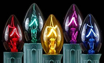 Novelty Lights, Inc. C7-5-ASST Outdoor Patio Party Christmas Replacement Bulbs, Multi Color, 25 Pack