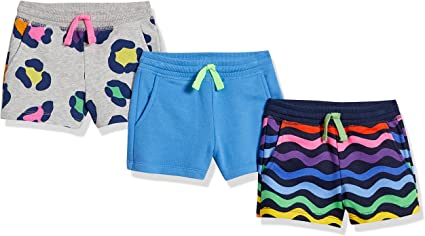 Spotted Zebra Girls and Toddlers' French Terry Knit Shorts, Multipacks