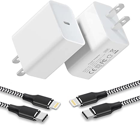 iPhone Charger Fast Charging with iPhone Charger Cord,【Apple MFi Certified】 2-Pack 20W Type C Fast Charger Block with 6FT Charging Cable Compatible with iPhone 13/12/11 Pro Max,Mini,Pro/XR/8/8Plus