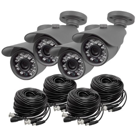 Best Vision Systems BV-IR50-HS-4 800TVL 36mm Bullet Security Camera Pack of 4 Dark Grey