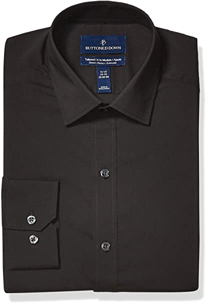 Buttoned Down Men's Tailored Fit Performance Tech Stretch Dress Shirt, Supima Cotton Easy Care