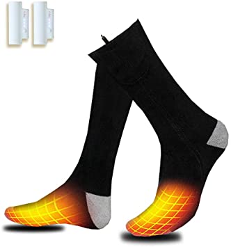 VALLEYWIND Heated Socks, Battery Socks Electric Foot Warmer Come with Rehargeable Lithium Battery Keep Forefoot and Toes Warm Heating Time Last 5 to 9 Hours for Winter Hunting Fishing (Black)