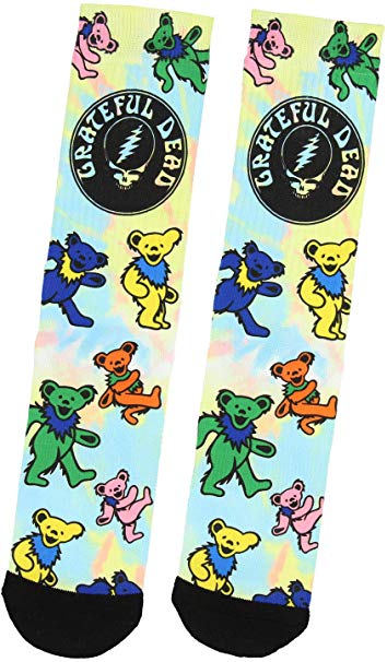 Grateful Dead Tie Dye Dancing Bears Sublimated Adult Crew Socks 1 Pair