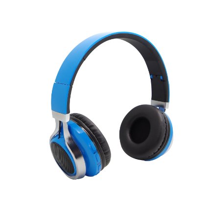 JS-BASE Wireless Bluetooth 3.0 EDR Stereo Surround Headphone,LED Lights Foldable Headset Support Microphone and USB Charging,Over Ear Headphones for Travel,Work,Exercise,Blue