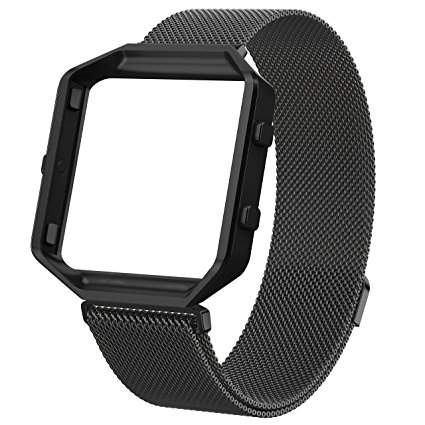 For Fitbit Blaze Band, Wearlizer Milanese Loop Watch Band Replacement With Metal Frame Stainless Steel Bracelet Strap for Fitbit Blaze