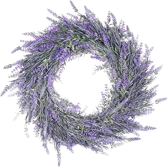 18'' Lavender Wreath for Front Door Artificial Lavender Wreath for