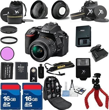 Nikon D5500 Camera with 18-55mm VR Lens with Case  3Pc Filter Kit   0.43 Wide Angle Lens   2.2x Telephoto Lens   Spider Flexible Tripod   Extra Battery   2pc 16GB SD card - International Version