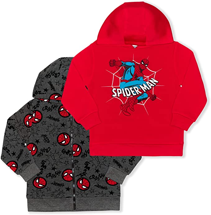 Marvel Boy's 2-Piece Spider-Man Pullover Hoodie and Zip Up Jacket Set