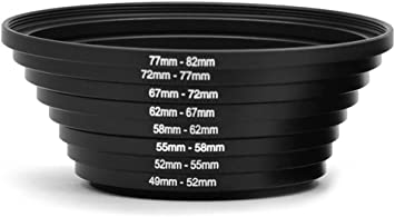 Belmalia Set of 8 Step-UP Rings, Lens filter Adapters: 49mm 52mm 55mm 58mm 62mm 67mm 72mm 77mm 82mm