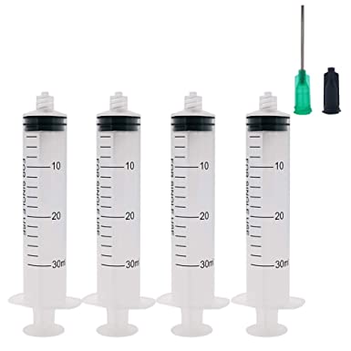 Shintop 30ml Syringe with 18G 1 Inch Blunt Tip Needles and Syringe Caps for Experiments, Industrial Use (12 Pack)