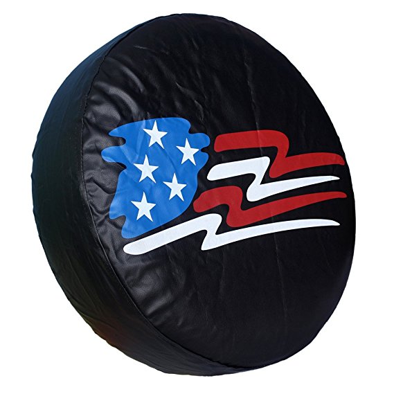 HEALiNK Spare Tire Cover,PVC Leather WaterProof Dust-proof American Flag Rv Wheel Covers for Jeep Liberty wrangler SUV Camper Travel Trailer Accessories (14 inch for Tire Φ 23"-27")