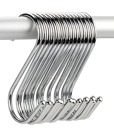 GikBay S Hooks-Heavy-duty Stainless Steel Hook , Gardening Tools for Plants, Silver Hanging Hooks Installation Hardware Designed for Any Kitchen (S, 10 Pcs)