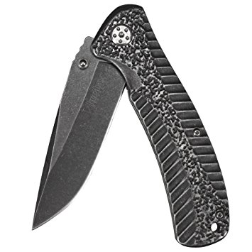 Kershaw Starter Folding Pocket Knife (1301BW); 4Cr14 Steel Blade With Black-Oxide BlackWash Finish, SpeedSafe Assisted, Single-Position Deep Carry Clip; 3.5 oz., 3.5 In. Blade, 7.9 In. Overall Length