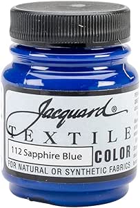 Jacquard Fabric Paint for Clothes - 2.25 Oz Textile Color Sapphire Blue Leaves Fabric Soft - Permanent and Colorfast - Professional Quality Paints Made in USA - Holds up Exceptionally Well to Washing