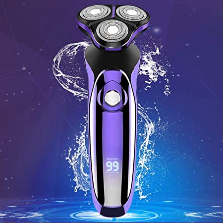 Electric Razor, Electric Shavers for Men, Dry Wet Waterproof Mens Rotary Facial Shaver, Portable Face Shaver Cordless Travel USB Rechargeable with Pop-up Trimmer LED Display for Shaving Husband Dad