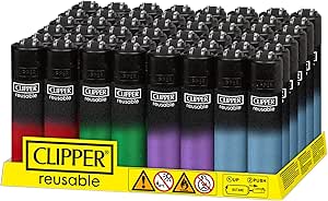 Clipper - Classic Large Reusable Lighter - Iconic Premium Refillable Lighters Bulk Pack - Replace Butane, Flint, and Spark Wheel for Unlimited Lights - 48 Pack - Black Crystal Gradient