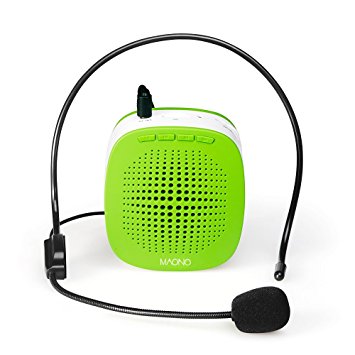 Voice Amplifier, MAONO AU-C03 Mini Rechargeable PA system (1020mAh) with Wired Headphone for Teachers, Presentations, Coaches, Tour Guides, Market Promotion(Apple Green)
