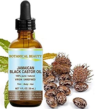 Black Castor Oil Jamaican. 100% Pure/Natural/Virgin/Unrefined Cold Pressed Carrier Oil. 1 Fl.oz.- 30 Ml. For Skin, Hair, Eyelashes, Brows and Nail Care.